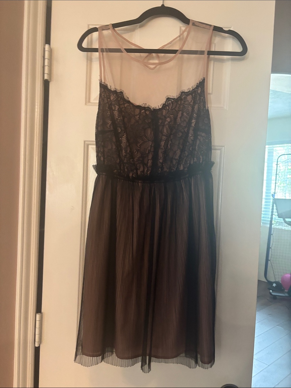 Sheer Mesh & Lace Cocktail Dress - Black